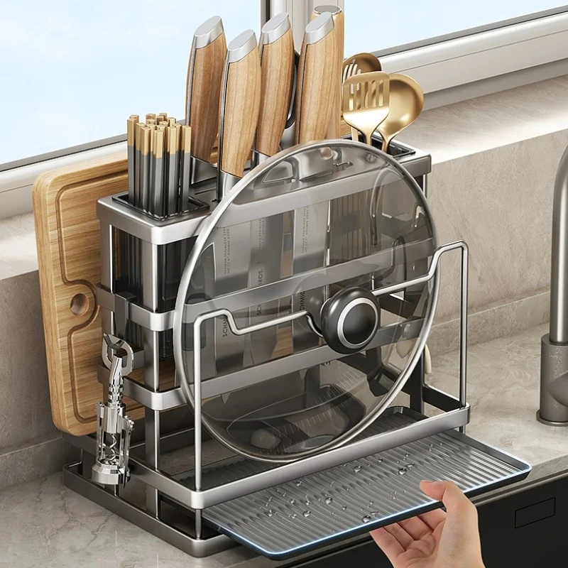 

LMM shelf No punching Wall-mounted knives and tableware Integrated storage shelf