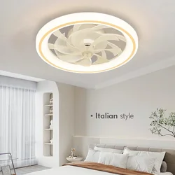 Smart Ceiling Fan Fans With Lights Remote Control Bedroom Decor Ventilator Lamp 48cm Air Invisible Blades Retractable Silent