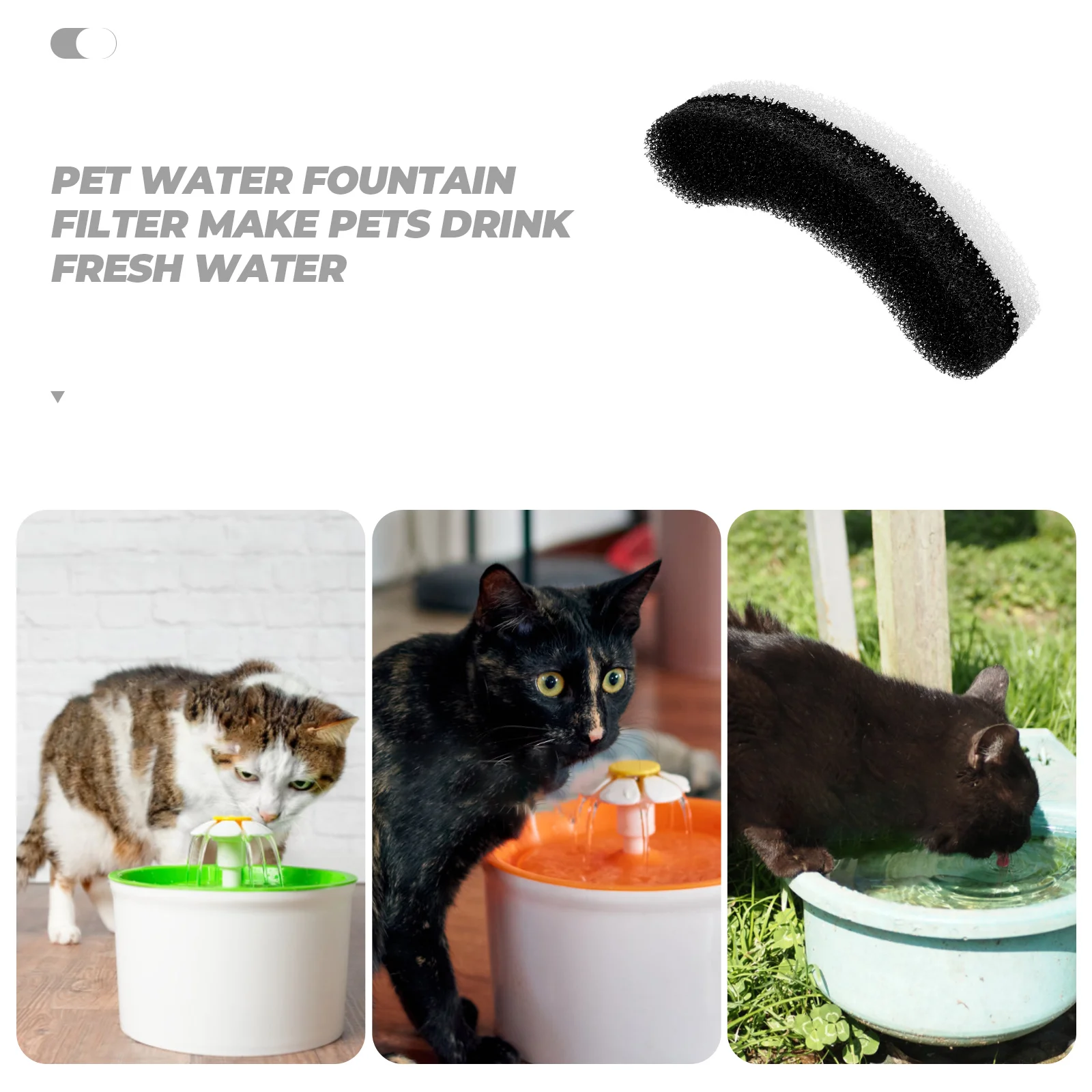 

8pcs Cat Water Fountain Filter Replacement Pet Fountain Filters Strong Adsorption Odor Chlorine Removal Easy Install Sponge