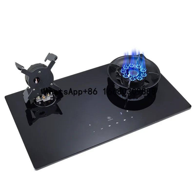 

High Quality 220V electric power Gas Stove Double Burners Tempered Glass Black Touch Screen iron construction Piano Cottura