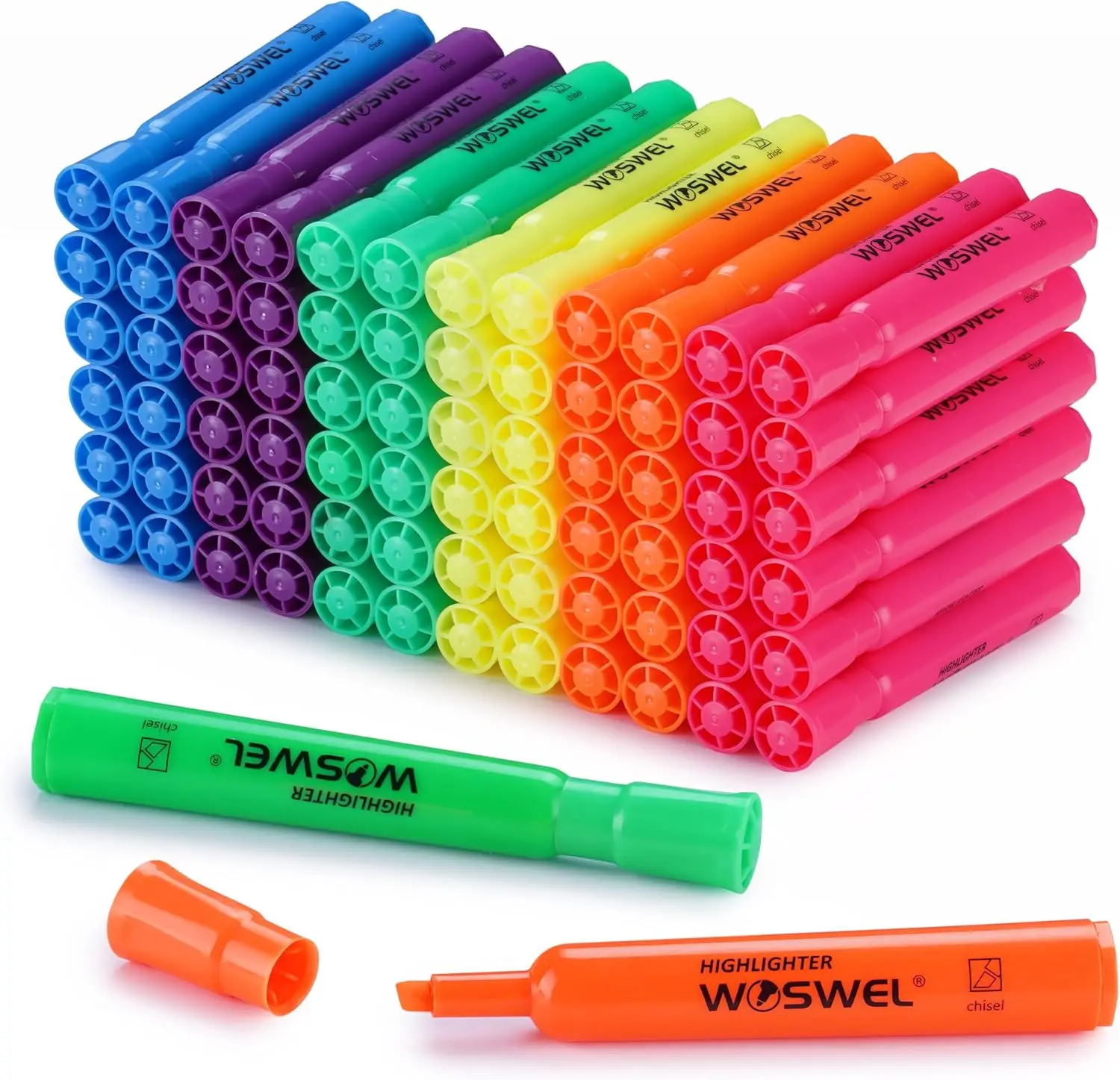 

72 Pack Tank Style Highlighters, Assorted Fluorescent Colors with Chisel Tip for Kids and Adults, School Supplies