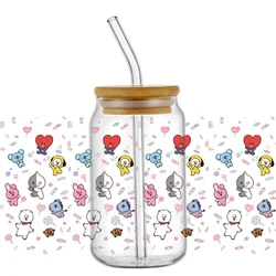 Miniso  Selfadhesive Cup Stickers Mix Cartoon Characters 3D Waterproof UV DTF Libby Wraps for 16oz Glasses