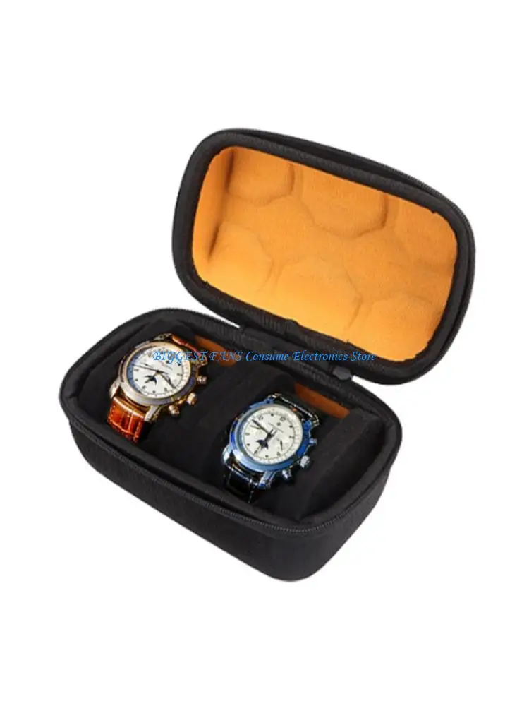 

2 Slot Case Jewelry Bag Wristwatch Storage Box With Shock Resistant Shell