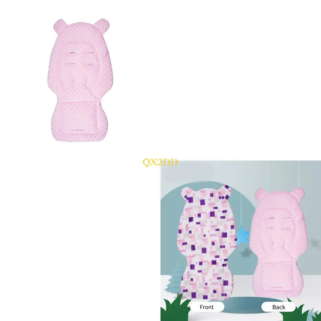 

QX2D 81x41cm Reversible Dotted Backing Pad Soft Cotton Strollers Insert for Newborns High Chairs Pram Cart