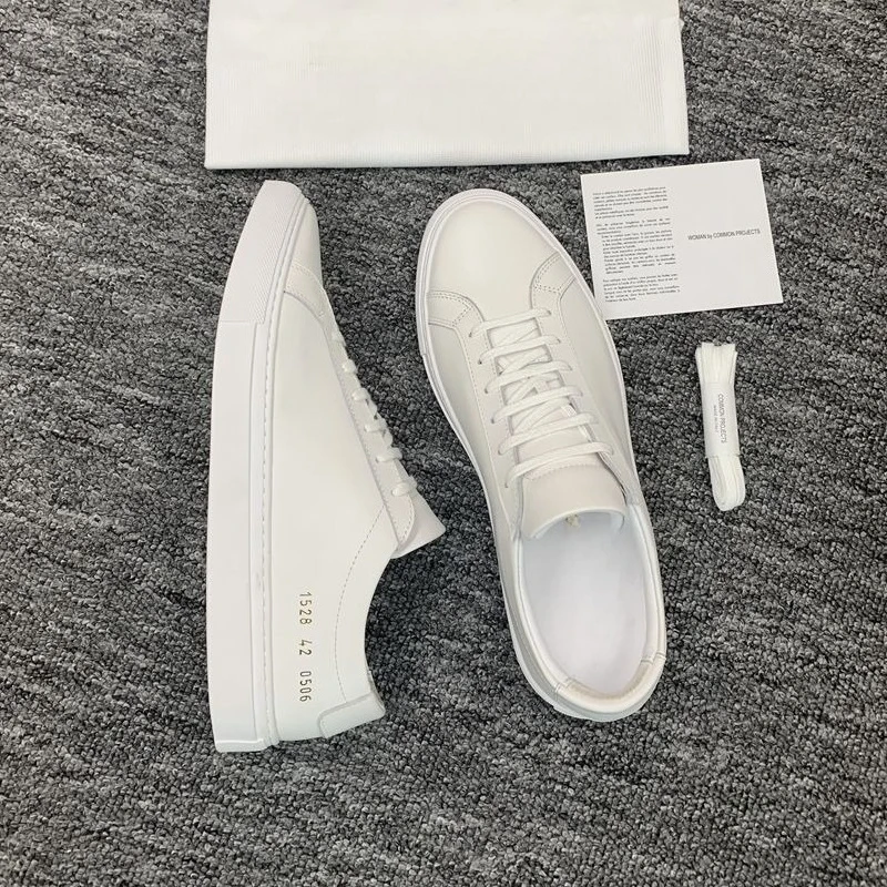 2026 Summer Fashion Luxury Genuine Leather White Sneakers Unisex Couple Casual Flat Board Shoes for Men Women