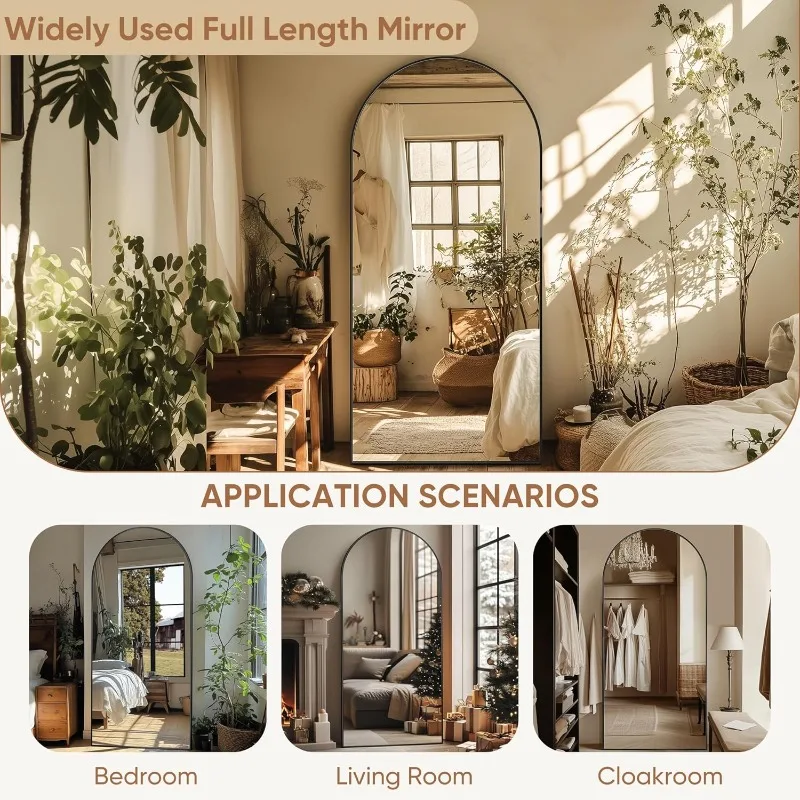 Full Length Mirror, 76"x34" Oversized Arched Mirror Large Standing Mirrors, Tall Mirrors Body Floor Mirror Wall Mirror Hanging M
