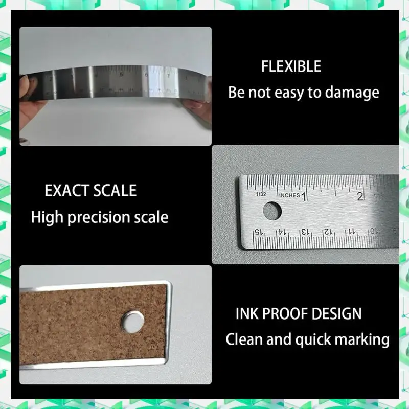 

FIZP Stainless Steel Cork Back Metal Ruler, 6 Inch 12 Inch Straight Edge Cork Base Rulers, Metal Ruler Cork Backed