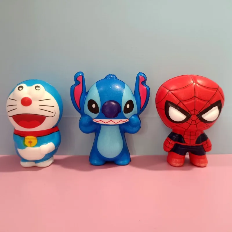 10/20Pcs Disney Stitch Decompression Toy Stitch Model Spider-Man Doraemon Soft Slow Rebound Doll Cartoon Children Toy Gifts