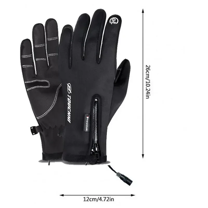 USB Electric Heated Cycling Gloves Winter Warm Men Womens Non-Slip Touch Screen Bike Gloves Windproof Motorcycle Ski Glove