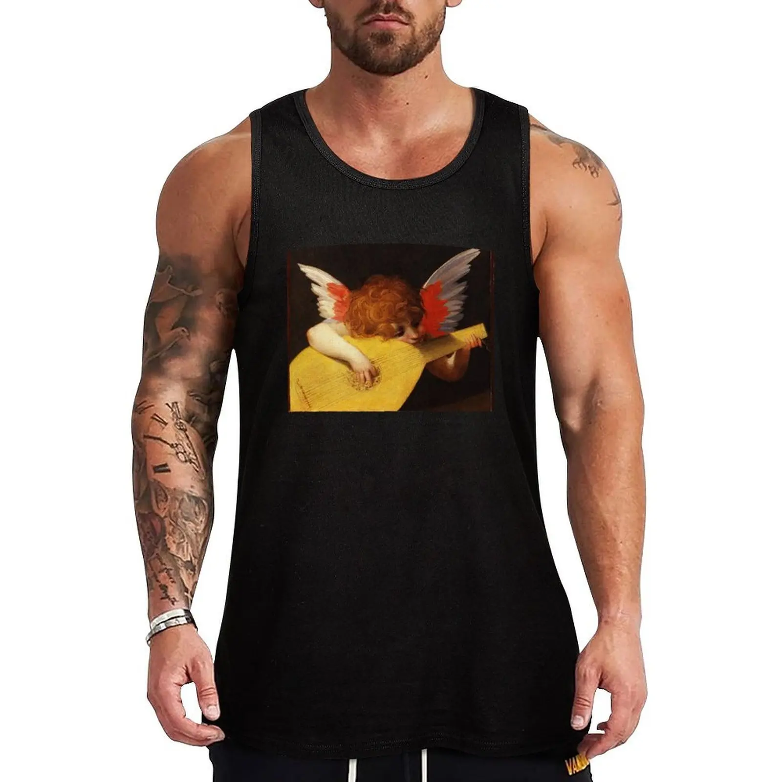Rosso Fiorentino - Camiseta sin mangas Musical Angel, camiseta sin mangas holgada, informal, para uso diario, sin mangas, para verano