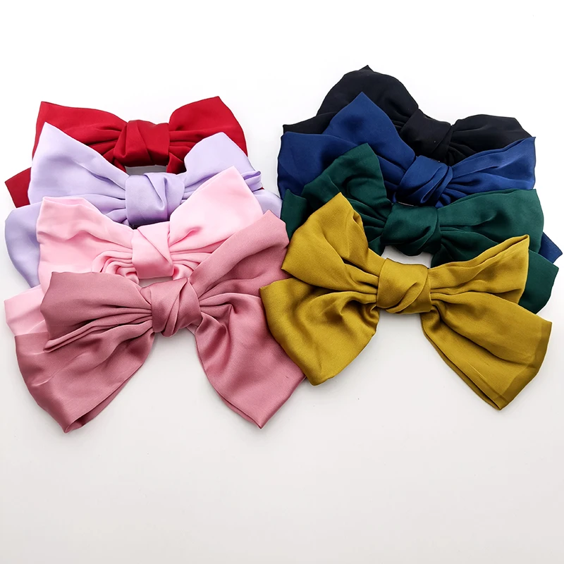 12,5 cm Einfarbig Satinband Große Bögen Haarnadel Frühling Clips Haar Zubehör für Frauen Mädchen Trendy Koreanische Sommer Kopfbedeckungen