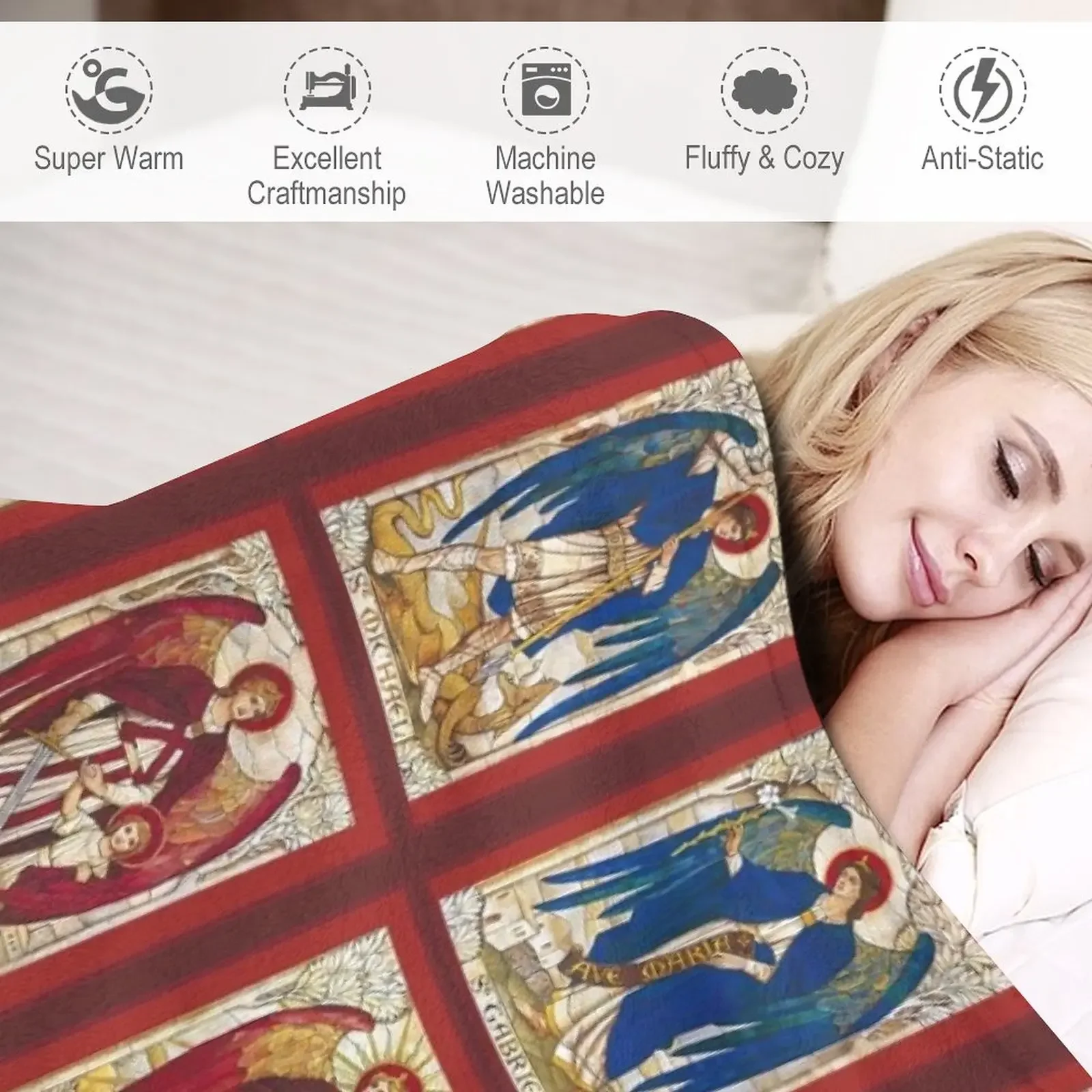 بطانية منقوشة من الفانيلا ، بطانية من الفانيلا الناعمة ، سانت مايكل ، رافاييل ، أرخانجيل ، ملاك #4