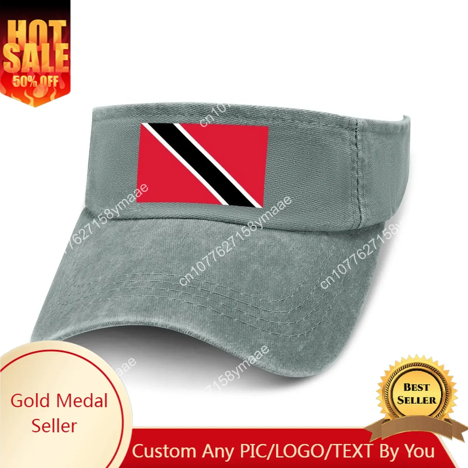 

Trinidad and Tobago Sun Visor Leaky Top Cowboy Hats Mens Womens Custom Cap Sports Baseball Tennis Golf Caps Empty Open Top Hat