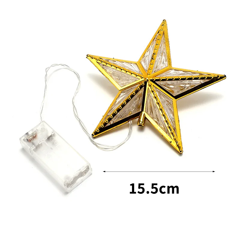 Christmas Navidad Pentagram Tree Top Decoration Lights Led Glowing Star Lights Window Decoration Lights Christmas Tree Decor