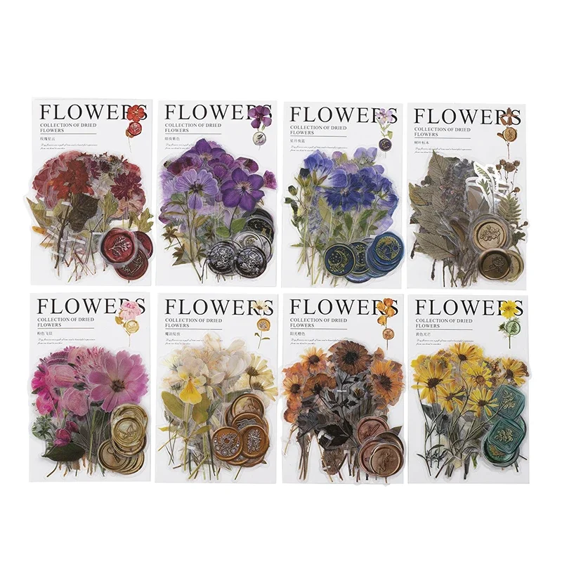 40 hojas por paquete de flores, flores, plantas, pintura de fuego, manual, decoración DIY, pegatinas para álbum de recortes, 8 opciones