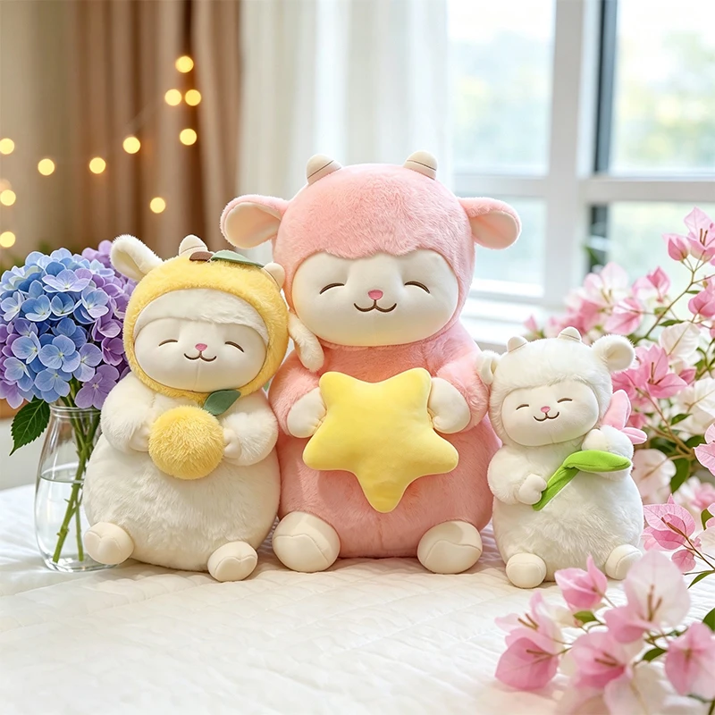 Cute Fruit Sheep Plush Doll Lemon Star Cherry Lamb Stuffed Toy Soft Fluffy Animal Pillow Kids Bedroom Decoration Birthday Gift view 4