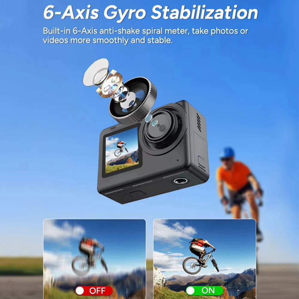 كاميرا SJCAM SJ10 Pro Motion Supersmooth 4K 60FPS شاشة مزدوجة 5G/2.4G واي فاي تدعم التسجيل المسبق كاميرا مدونة فيديو حية مضادة للاهتزاز