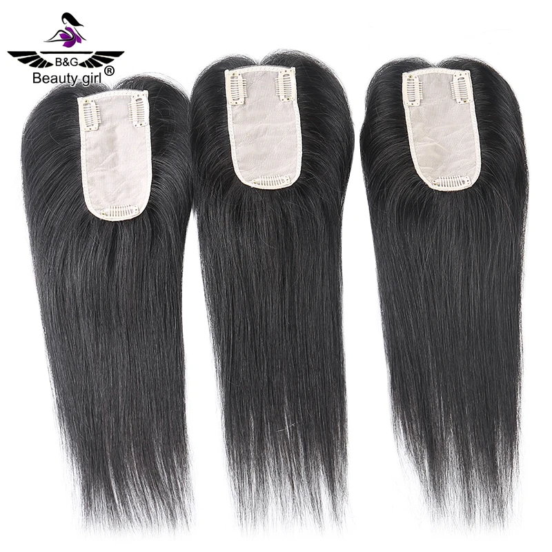 

Alopecia Hand Made Flat Top Cuticle Aligned Natural Scalp Black 6X14Cm Short Mini Silk Human Hair Topper