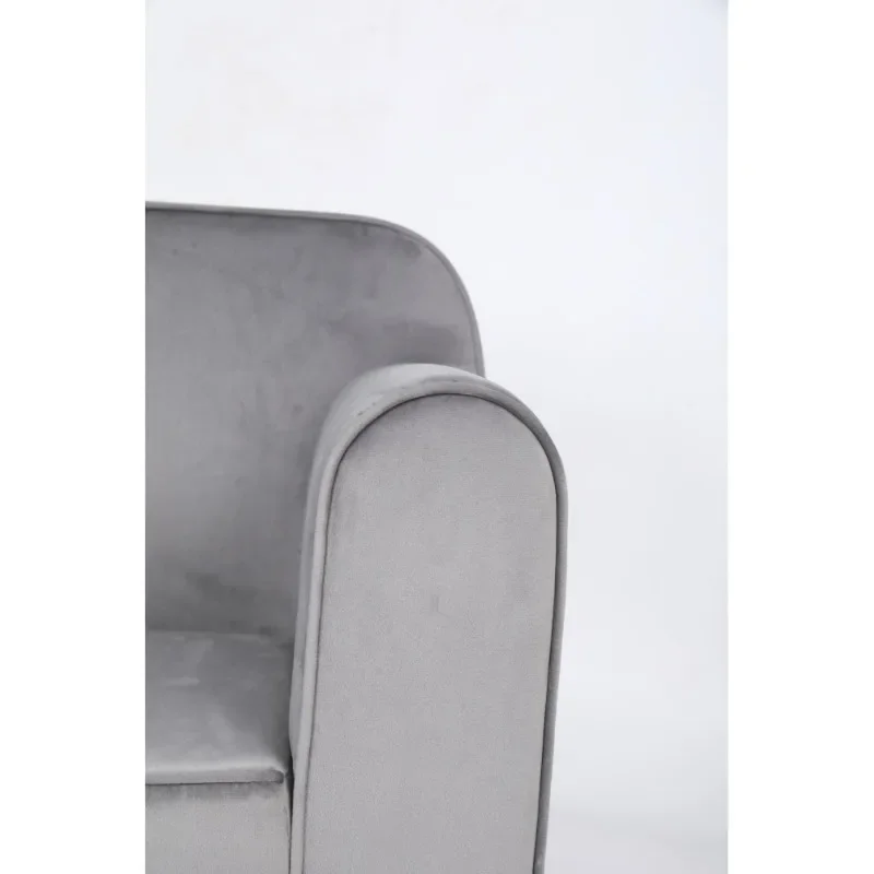 كرسي بذراعين للأطفال باللون الرمادي العصري - أريكة أطفال من القطيفة الناعمة مع مساند للذراعين ومقعد فردي صغير مناسب لغرفة اللعب وغرفة النوم #4