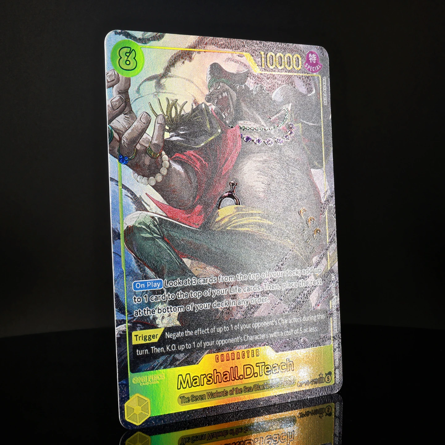 One Piece TCG OPCG Englisch OP16-119 Teach SEC Regular Alt Art Karte 8 Kosten Gelb Teach Texturierte Folienkarte Anime Sammelkarte – Detail 1