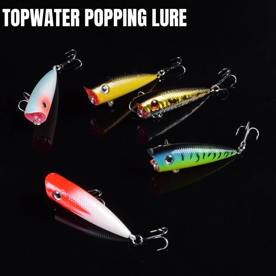 5 pçs/set popping isca de pesca 6cm/6.5g isca flutuante topwater isca whopper água do mar iscas isca artificial pique enfrentar