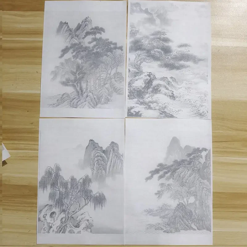 Line Drawing Manuscript Ripe Xuan Paper Meticulous Painting Coloring Landscape Practice Rice Paper Chinese Traditional Paintings