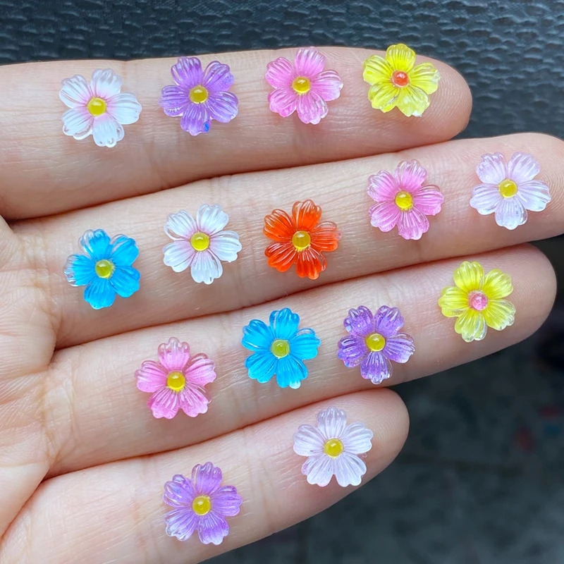 50Pcs New Cute Mixed Mini Floret Flat Back Resin Cabochons Scrapbooking DIY Jewelry Craft Decoration Accessorie