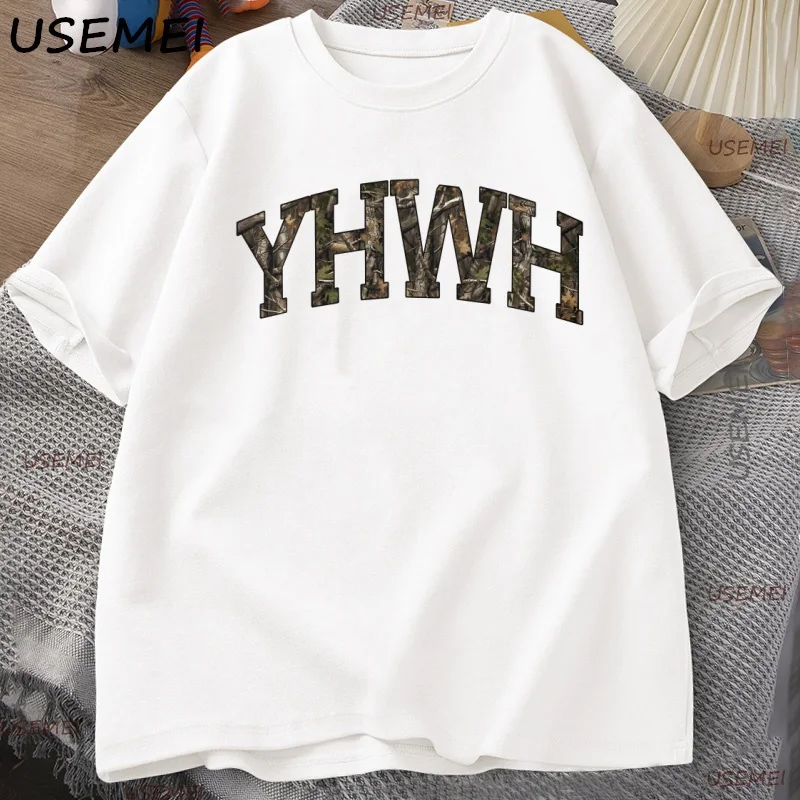 

Camo YHWH Tshirt Christianity Jesus T Shirt Preppy Christian Faith Bible Verse Tee Men Women Causal Cotton T-shirts Designer