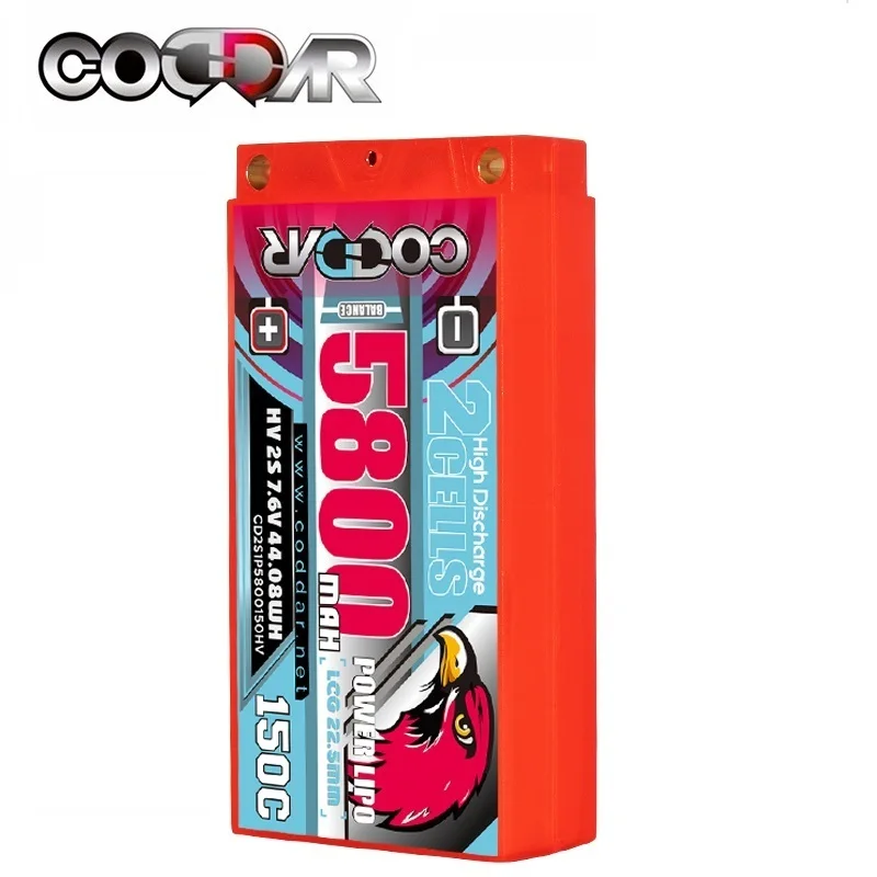 

CODDAR 2S1P Shorty Battery 7,6 В 5800 мАч 150C LiHV Батарея для 1:8 гоночного автомобиля Лодка Дрифт RC Автомобильный танк Жесткий чехол Батарея