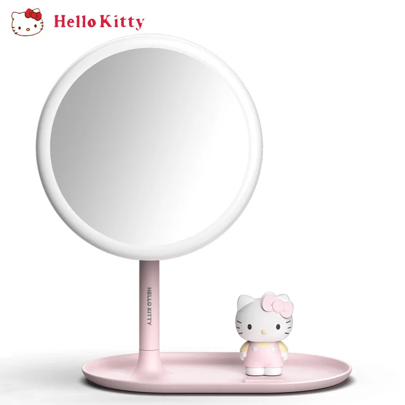 

Kawaii Sanrio Accessories Cosmetic Mirror Hello Kittys Cute Beauty Led Fill Light Mirror Desktop Bracket Makeup Girls Gift