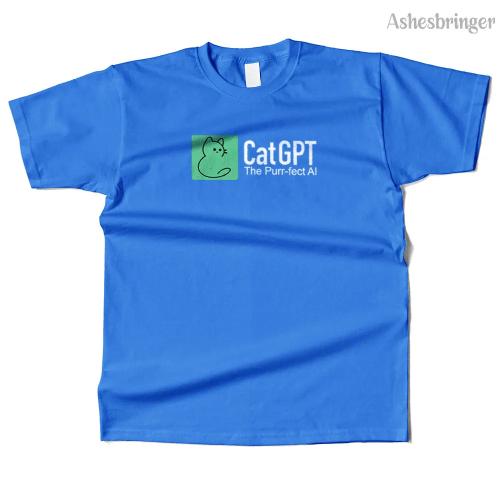 Mens Cotton Cat GPT Champs Graphic Funny T Shirt Street Casual Style Tee for Men and Women