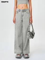 SMFK Wild Mustang-pantalones vaqueros de pierna ancha para mujer, Vaqueros Vintage rectos de cintura alta, pantalones holgados lavados de gran tamaño