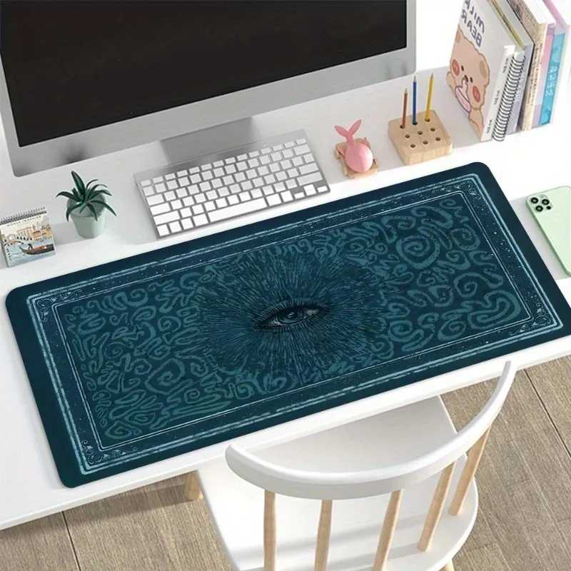 Blue E-Sports Large Gaming Mouse Pad 900x400x3MM Retro Art Eye Design Natural Rubber Non-Slip Desk Mat Keyboard Pad for Office