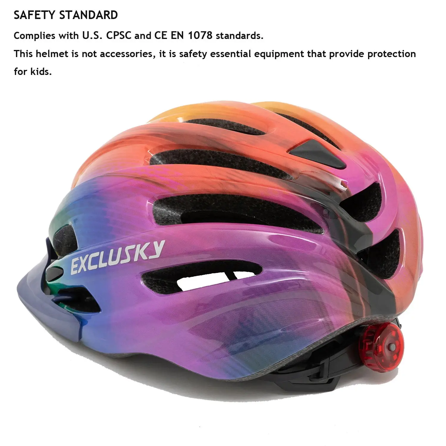 Exclusky Kids Bicycle LED Light  Helmet Outdoor Sports Helmets Skateboarding Roller Skating Rock Climbing Head Protection cap