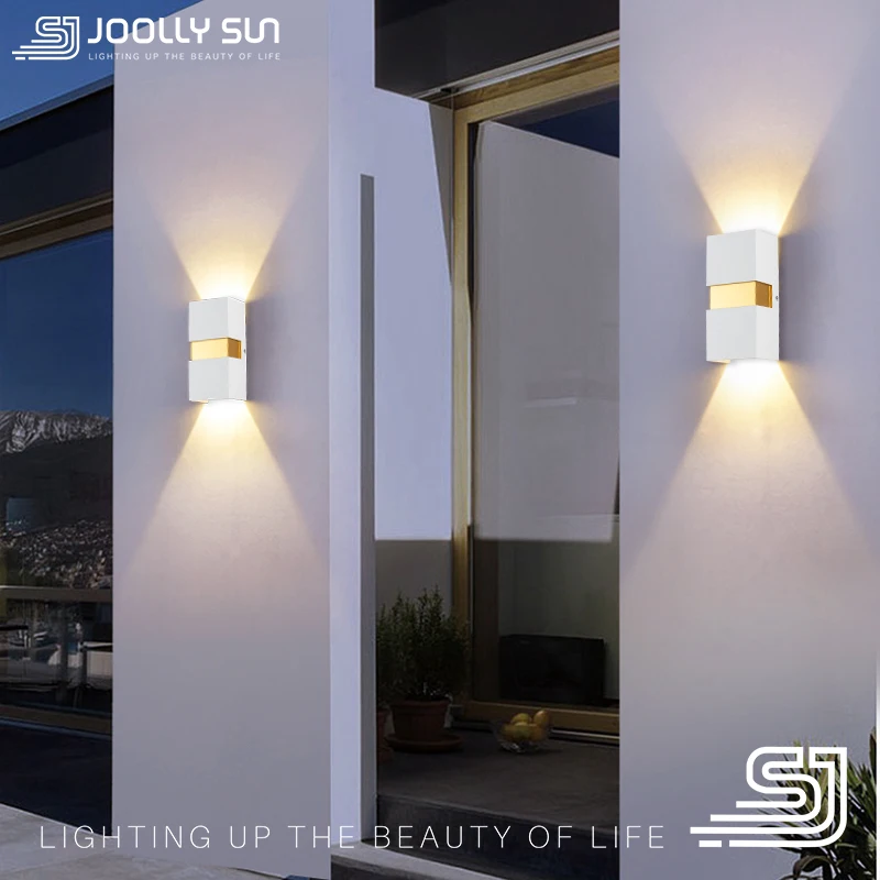 Joollysun Modern Wall Lamp Outdoor Wall Light Porch Balcony LED Lighting Indoor Home Decor Sconces Aluminium White Black Gold