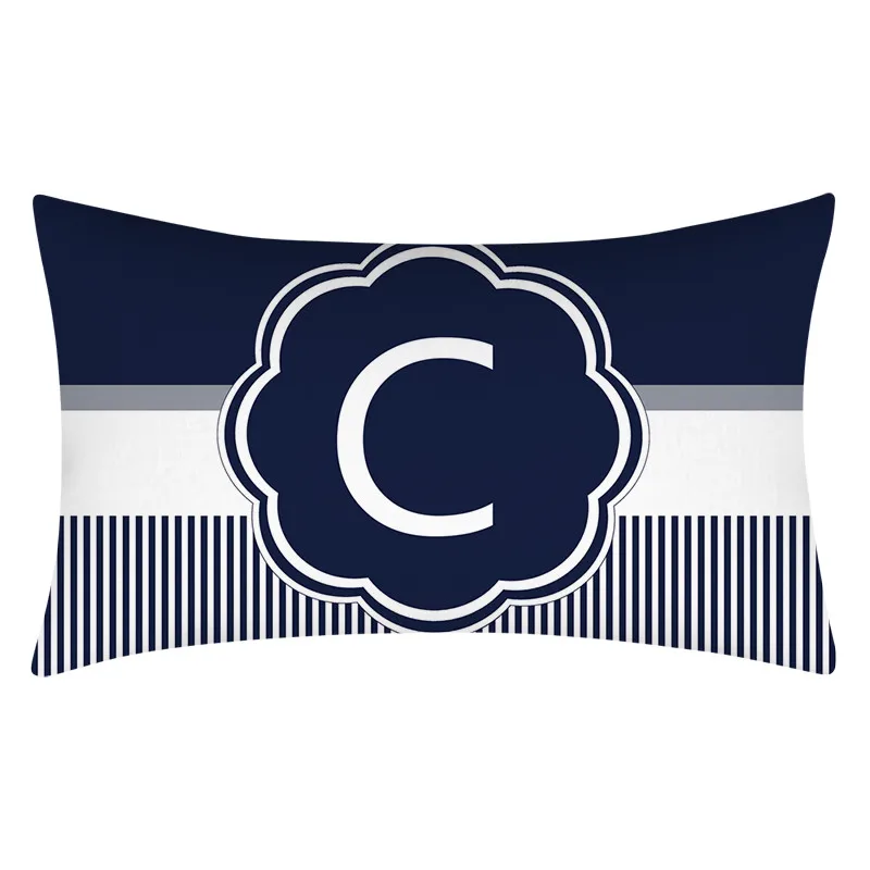 Letter Pillowcase Blue Stripe Decoration Sofa Chair Throw  Cushion Cover 30X50  Case Car living Room Home decor