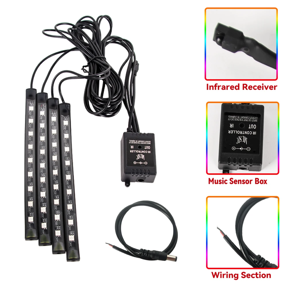 RGB LED Motorcycle Atmosphere Foot Light Kit APP Music Control Flexible Waterproof Neon Strip For Car Moto Decorative Lamp 12V view 4