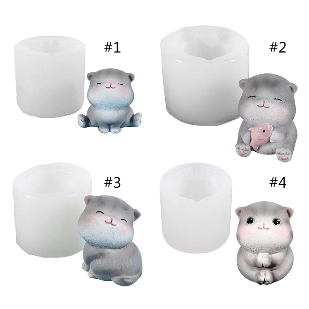 Cute Cat Shape Silicone Mold Candle Soap Liquid Mould Aromatherapy Candle Mold Handmade DIY Clay Crafts Mould Tool