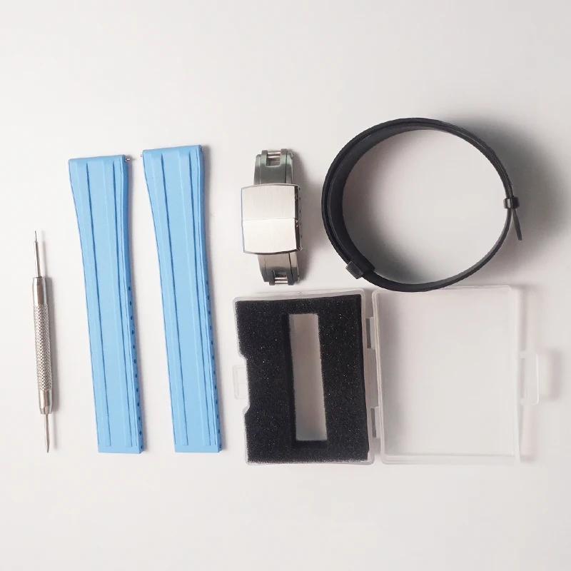 20mm CTS Fluororubber Watch Strap Quick Release Butterfly Buckle FKM Cut To Size Watch Bands For Rolex Tutor Oemga Seamaster