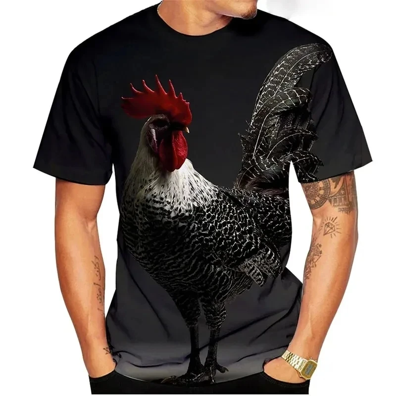 Fun Animal Chicken Pattern 3D Print T-Shirts Summer Men Women Short Sleeve T Shirt Oversized Harajuku Y2k Tees Tops Kid Clothing