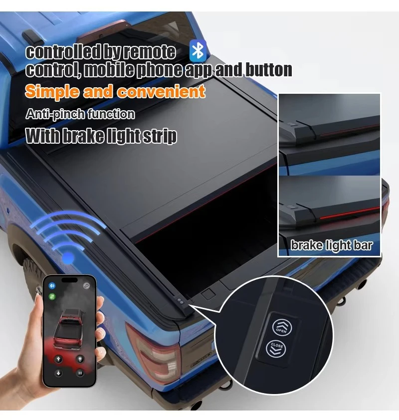

2024-2025 Shark 6 Electric Retractable Tonneau Cover - Aluminum Roller Shutter with Remote Control & Waterproof