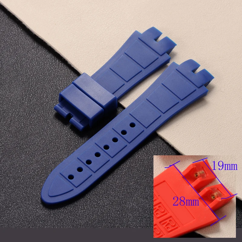 28mm 26mm  Black Soft Nature Rubber Silicone Watchband For Roger Dubuis Watch Strap For EXCALIBUR Series Pin Buckle Men