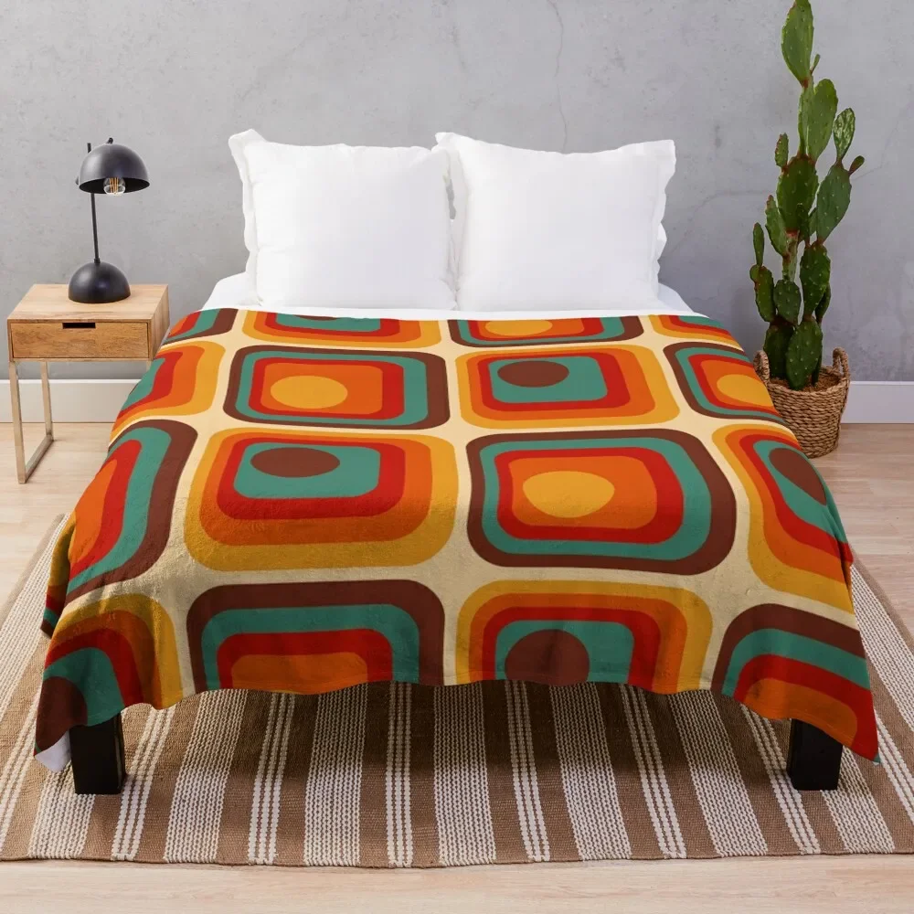 

Retro Geometric Gradient Square and Circle Pattern 221 Throw Blanket Lightweight Cozy Blanket for Bed Sofa