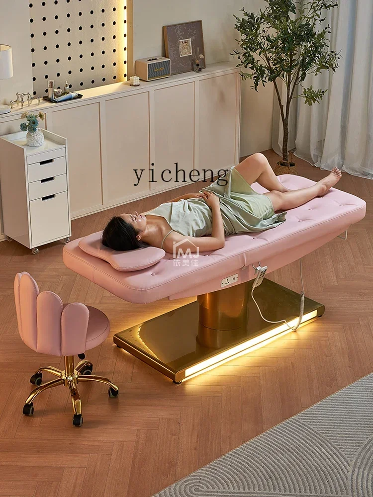 

Tqh Electric Beauty Bed Lifting Beauty Salon Golden Base Massage Couch Medical Beauty Facial Bed Eyelash Tattoo Bed