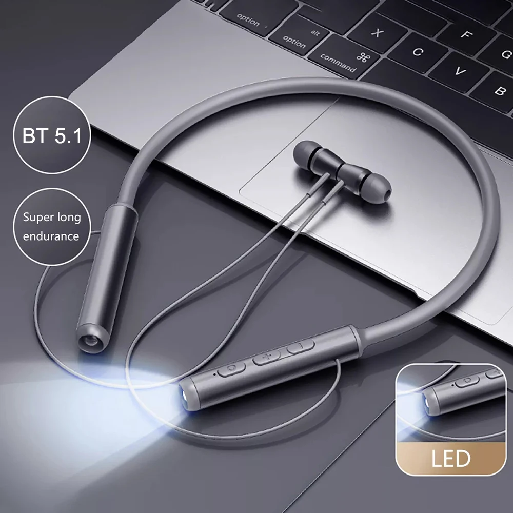 New Neck Hanging Flashlight Lighting Game Super Long Standby Fast Charging Sports Bluetooth Headset Wireless Music Headset