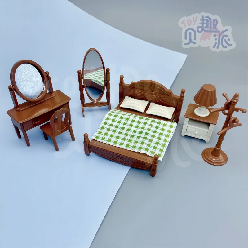 Mini cama de simulación para dormitorio, juego de aparador, casa de muñecas de decoración, juguetes para niños, 1:18