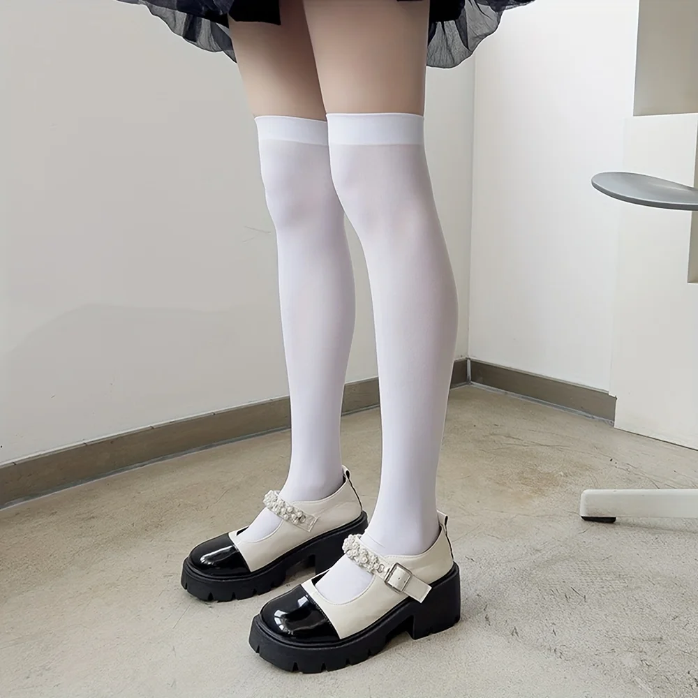 Two pairs of various sizes of over-the-knee socks, thin spring and summer socks for women, breathable Japanese style white stock