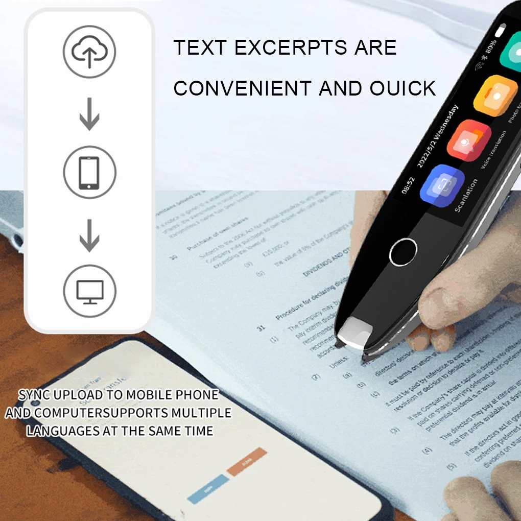 مترجم مريح يعمل بالبطارية للتعلم ، قارئ ماسح ضوئي للتعلم ، قلم رمادي ، تعلم ، هدية عيد ميلاد ، رمادي