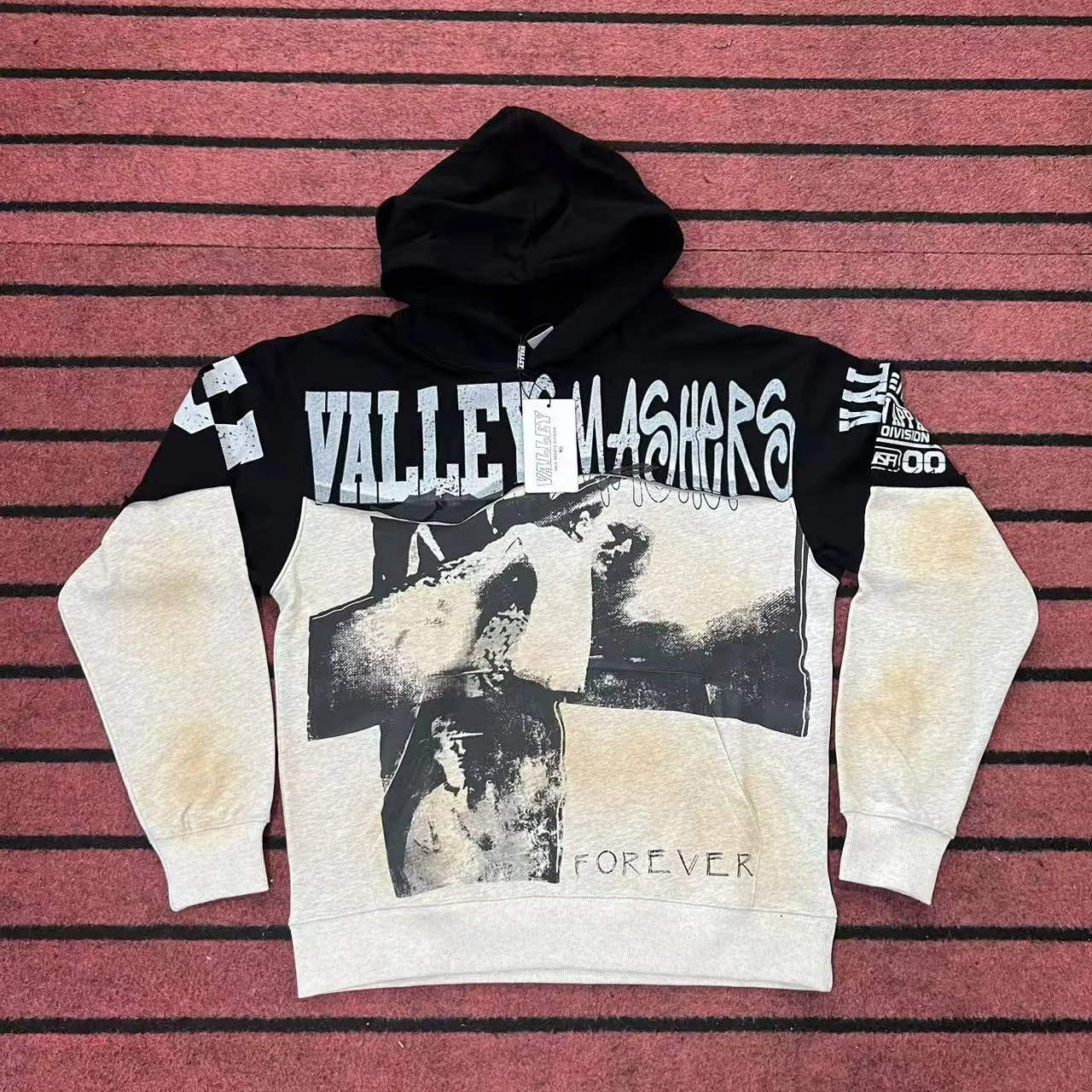 VALE FOREVER Autumn Winter Eagle Letter Print Streetwear Loose Unisex French Terry Zip Up Hoodie Casual Fashion Jacket