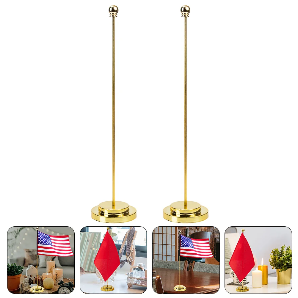 2 Pcs Table Flag Pole Desktop Base Practical Flagpole Holder Stand for Home Poles Car Decor Bracket Stable Fixator